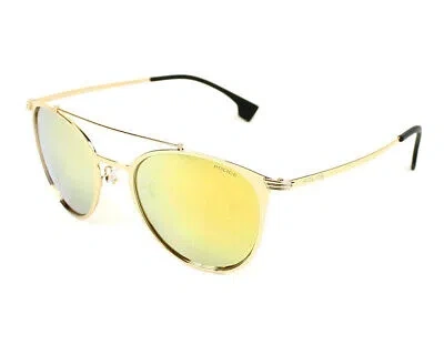 Pre-owned Police Rival9 Spl156v 300g Gold Round Gold Mirror 51-20-145mm Unisex Sunglasses
