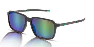 Pre-owned Police Solstice 5 Spll16 Men's Sunglasses T17v Matte Dark Grey/brown Mirror In Green