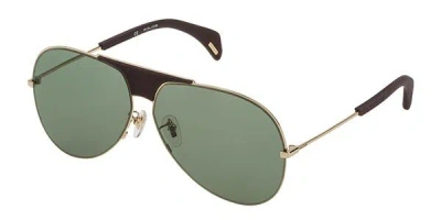 Police Spl740 0300 Men's Sunglasses Gold Size 62 In Green
