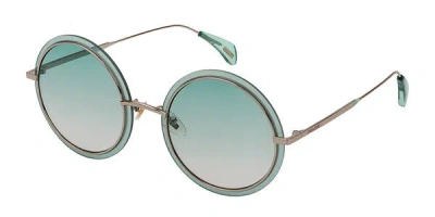 Police Spl832 Veil 2 594v Women's Sunglasses Gold Size 53 In Green