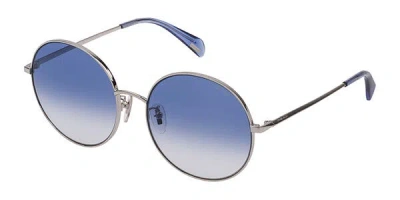 Police Spl836 Alias Round 1 579a Women's Sunglasses Silver Size 57