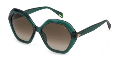 Police Spld29 0874 Men's Sunglasses Green Size 57