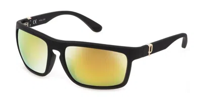 Police Splf63 U28g Men's Sunglasses Black Size 63 In Yellow