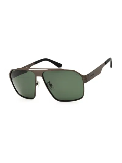 Police Spll08m Metal Aviator Men's Sunglasses In Semi Matt Total Satin Gun / Green