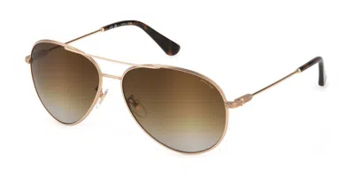 Police Spll11 Octane 8 0h34 Men's Sunglasses Gold Size 62