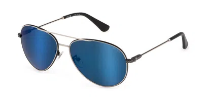 Police Spll11 Octane 8 K07b Men's Sunglasses Black Size 62 In Blue