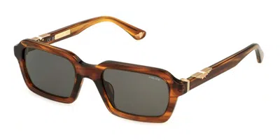 Police Spll14 Origins 57 09r4 Men's Sunglasses Brown Size 53