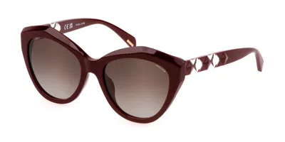 Police Spll35 Hedron 1 0g96 Women's Sunglasses Burgundy Size 55