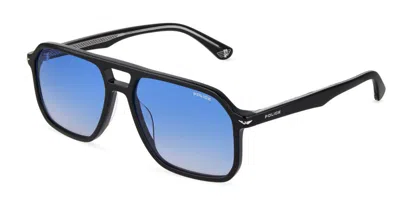 Police Spln21 Champ 8 0700 Men's Sunglasses Black Size 56 In Shiny Black