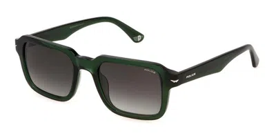 Police Spln36 Champ 10 0g61 Men's Sunglasses Green Size 52