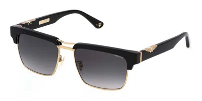Police Splp25 Origins 62 0300 Men's Sunglasses Gold Size 55 In Black