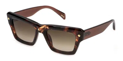 Police Splp48 New Dawn 2 02ad Women's Sunglasses Tortoiseshell Size 52 In Brown