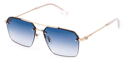 Police Splq90 Force 9 0300 Men's Sunglasses Gold Size 59 In Blue
