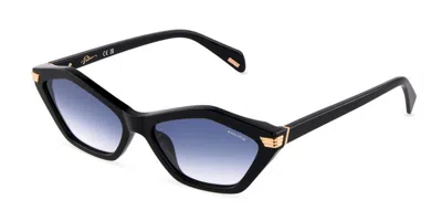 Police Splu08 Lyra 2 700b Women's Sunglasses Black Size 57 In Shiny Black