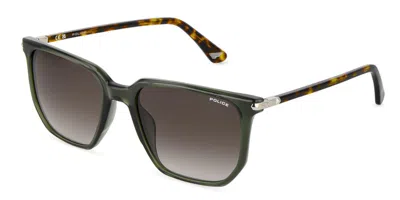 Police Splu70 Roadie 9 0m26 Men's Sunglasses  Size 55 In Green