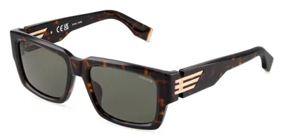 Police Splu78 0722 Men's Sunglasses Tortoiseshell Size 56 In Green