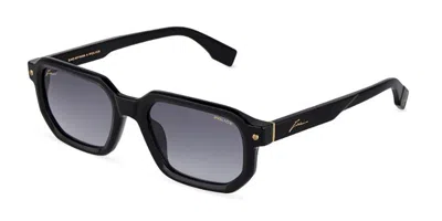 Police Splu82 Zac 2 W/a 0700 Men's Sunglasses Black Size 53 In Shiny Black