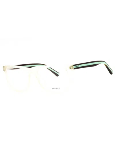Police Vk049 Acetate Rectangular Men's Eyeglasses In 0881 - Matt Crystal