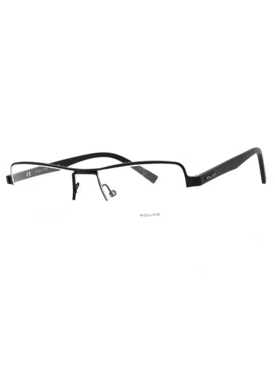 Police Vpl257 Metal Rectangular Men's Eyeglasses In 0568 - Shiny Gunmetal/clear Demo Lens