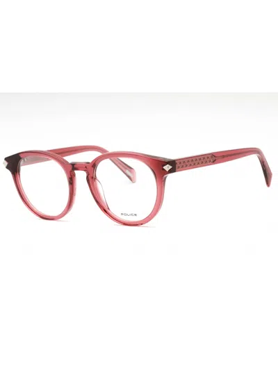 Police Vplf30 Eyeglasses In 01ck - Transparent Burgundy / Clear Lens