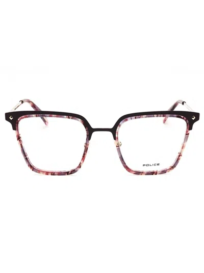 Police Vplg25 Eyeglasses In Light Gold W/colors Parts/clear Demo Lens