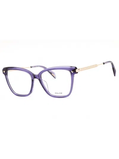 Police Vplg28 Eyeglasses In 06sc - Shiny Transparent Purple/clear Demo Lens