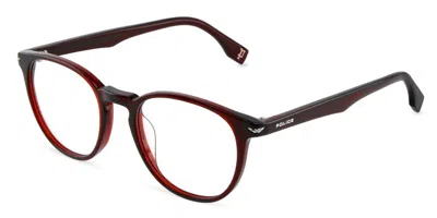 Police Vplg72e Champ 1 07fq Men's Glasses Burgundy Size 50 - Free Lenses - Blue Light Block Available In Brown