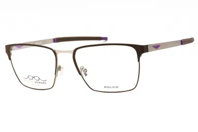 Police Vplg79 Rectangular Metal Frame Eyeglasses In Brown
