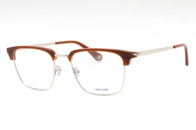 Police Vpll64 Rectangular Metal-frame Eyeglasses In Brown