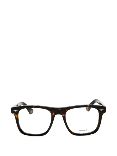 Police Vpll72e Rectangle-frame Glasses In Brown