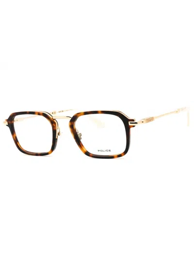 Police Vpll73 Metal Rectangular Men's Eyeglasses In 300y - Shiny Rose Gold/clear Demo Lens