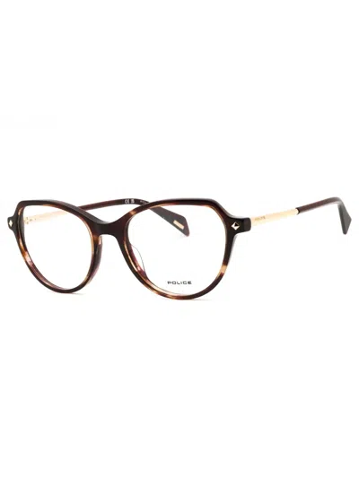 Police Vplm07 Eyeglasses In 0p82 - Purple Streaked Brown/clear Demo Lens