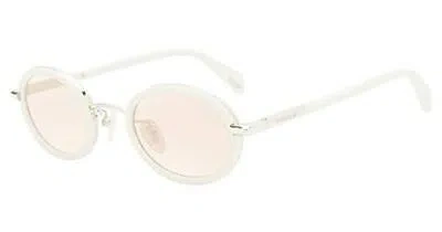 Pre-owned Police ​ Women Designer Sunglasses Spla 21 594g Ivory White Rose Gold Copper 47mm In Brown