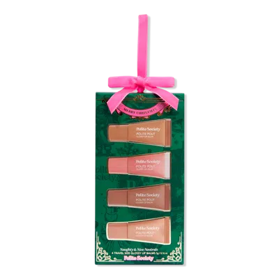 Polite Society Naughty & Nice Neutrals 4 Travel Size Glossy Lip Balms
