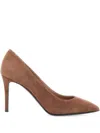 Pollini 85mm Essential Suede Pumps In Brown