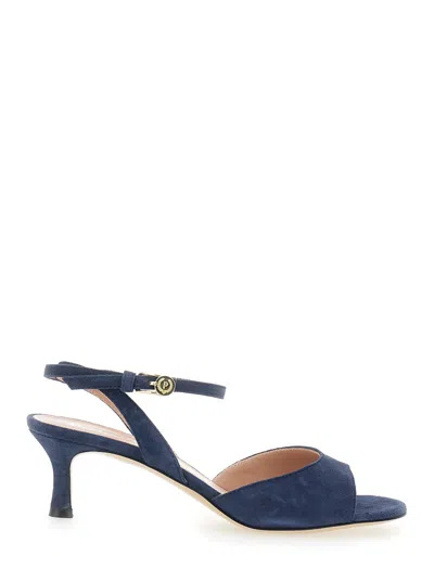 Pollini Ankle-wrap Leather Sandal In Navy