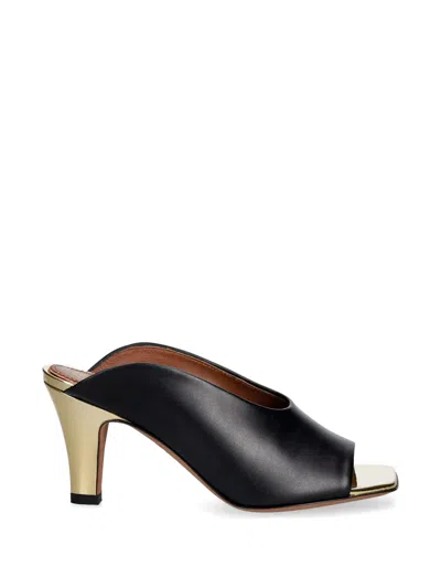 Pollini Archive Collection Leather Sandals In Black