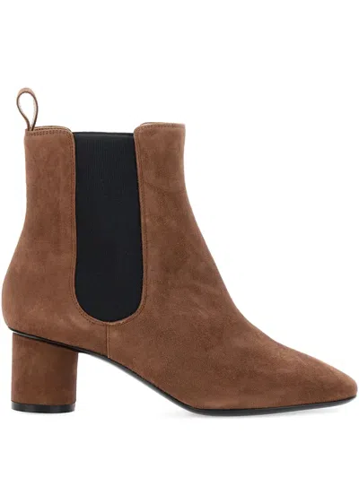 POLLINI BLOCK-HEEL SUEDE BOOTS