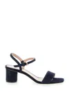 Pollini Blue Sandals With Square Toe And Adjustable Strap In Blu