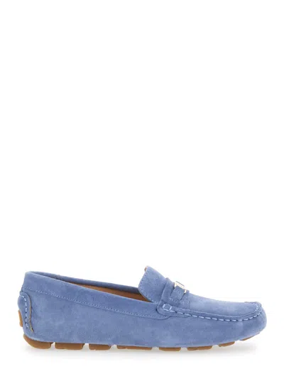 Pollini Blue Slip-on Loafers