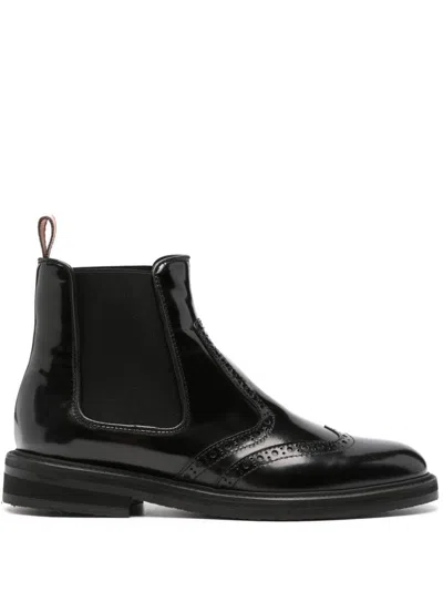 Pollini Brogue-trim Chelsea Boots In Black