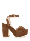 Pollini 110mm Suede Sandals In Brown