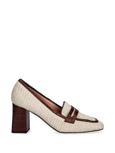 Pollini Camber Crocodile-effect Woven Pumps In Brown