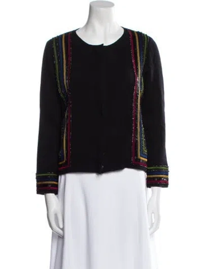 Pre-owned Pollini Cashmere Striped Sweater In Black