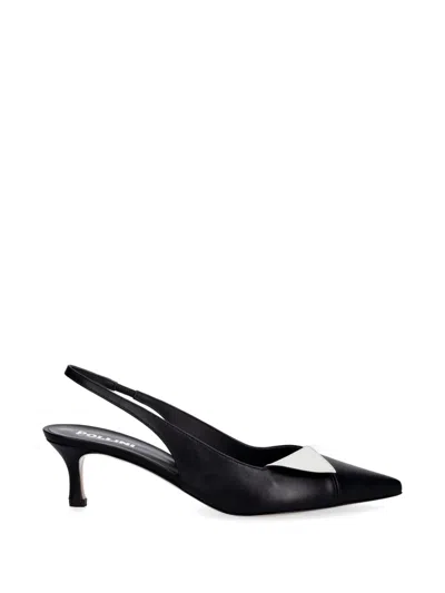 Pollini Contrast-panel Slingback Pumps In Black