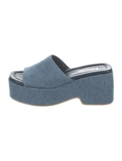 Pre-owned Pollini Denim Slides In Blue