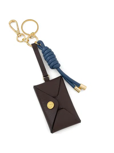 Pollini Envelope-style Knotted Keyring In Brown