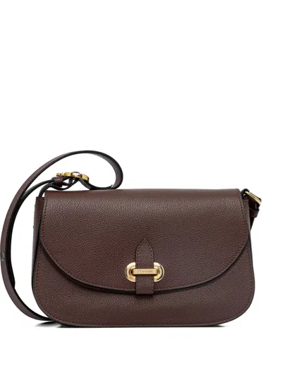 Pollini Fence Grained Logo-clasp Cross-body Bag In Brown
