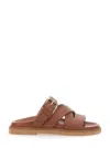 Pollini Flat Sandals In Brown
