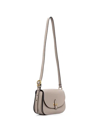 Pollini Grained Leather Foldover Cross Body Bag In Brown